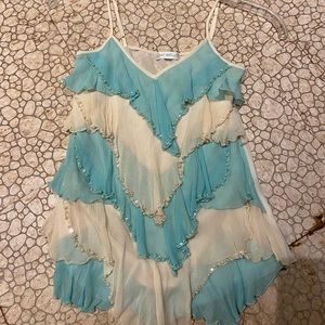 Beautiful embellished aqua/beige camisole